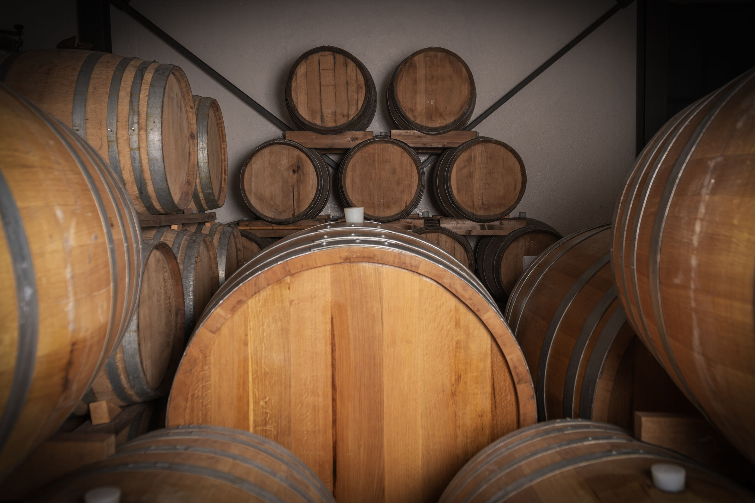 Botti e tini di rovere e castagno nella cantina Boccone